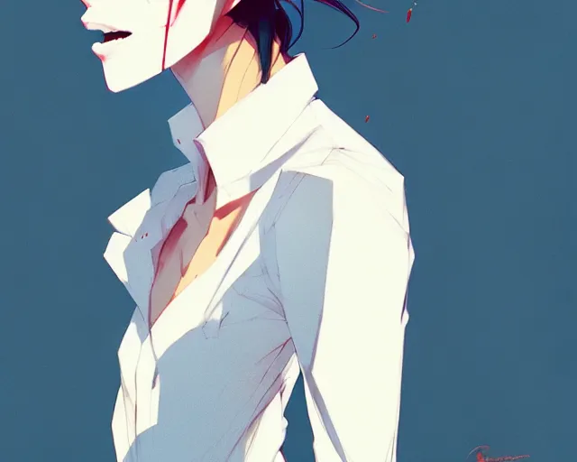 Image similar to a ultradetailed full body portrait of a woman dressed in a white shirt with a tie, by conrad roset, greg rutkowski and makoto shinkai trending on artstation