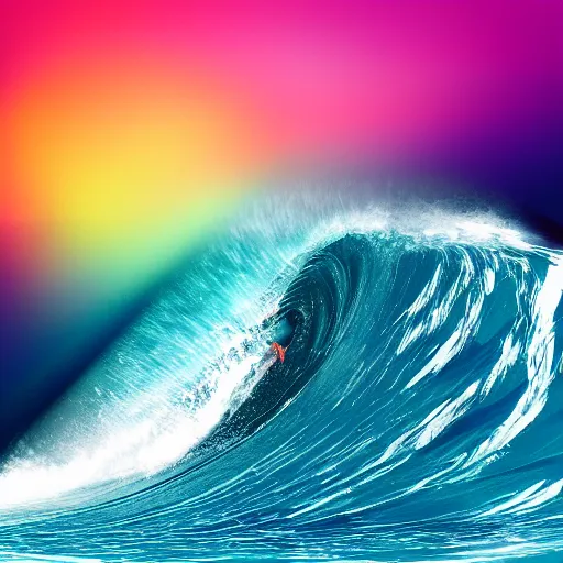 Image similar to psychedelic surfing, octane render, 8k, ultra detailed