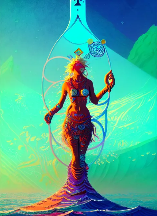 Image similar to fractal tarot card of a viking naturepunk master of oceans and wind water and boats, beautiful detailed realistic cinematic character concept fashion portrait, hi - fructose art magazine, by anton fadeev and paul lehr and david heskin and josan gonzalez, 8 k