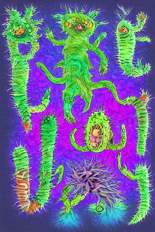 Prompt: creature sushi roots cactus elemental flush of force nature micro world fluo light deepdream