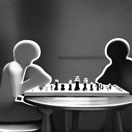 Image similar to “last two people on earth, playing chess, apocalypse”