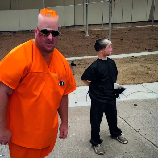 Image similar to bull disguised with orange inmate clothes