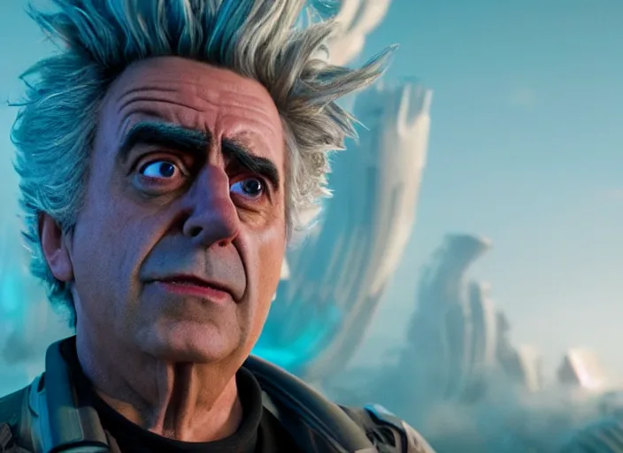 Image similar to film still of rick sanchez in the new scifi movie 4 k