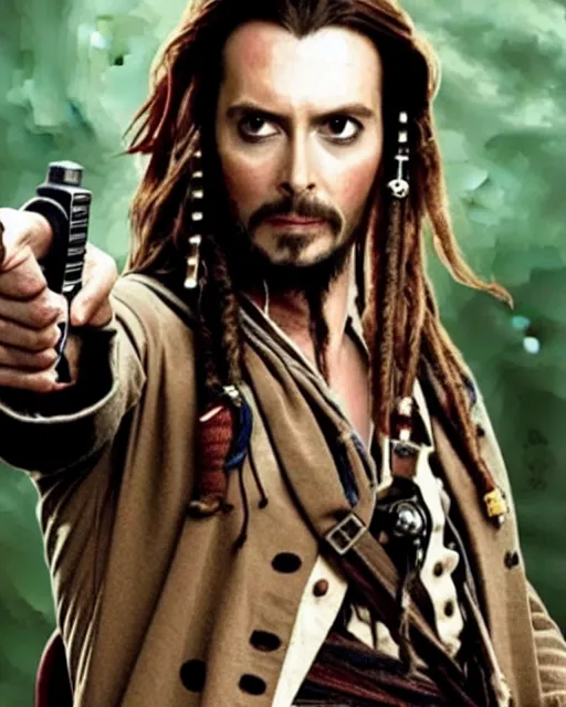 Image similar to David Tennant in a role of Captain Jack Sparrow