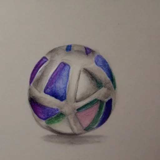Prompt: pencil drawing of a ball watercolour