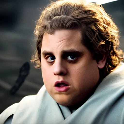 Image similar to jonah hill as evil anakin skywalker in star wars episode 3, 8k resolution, full HD, cinematic lighting, award winning, anatomically correct