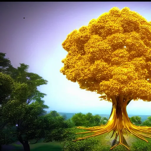 Image similar to the holy golden tree of life, cinematic, ultra detailed