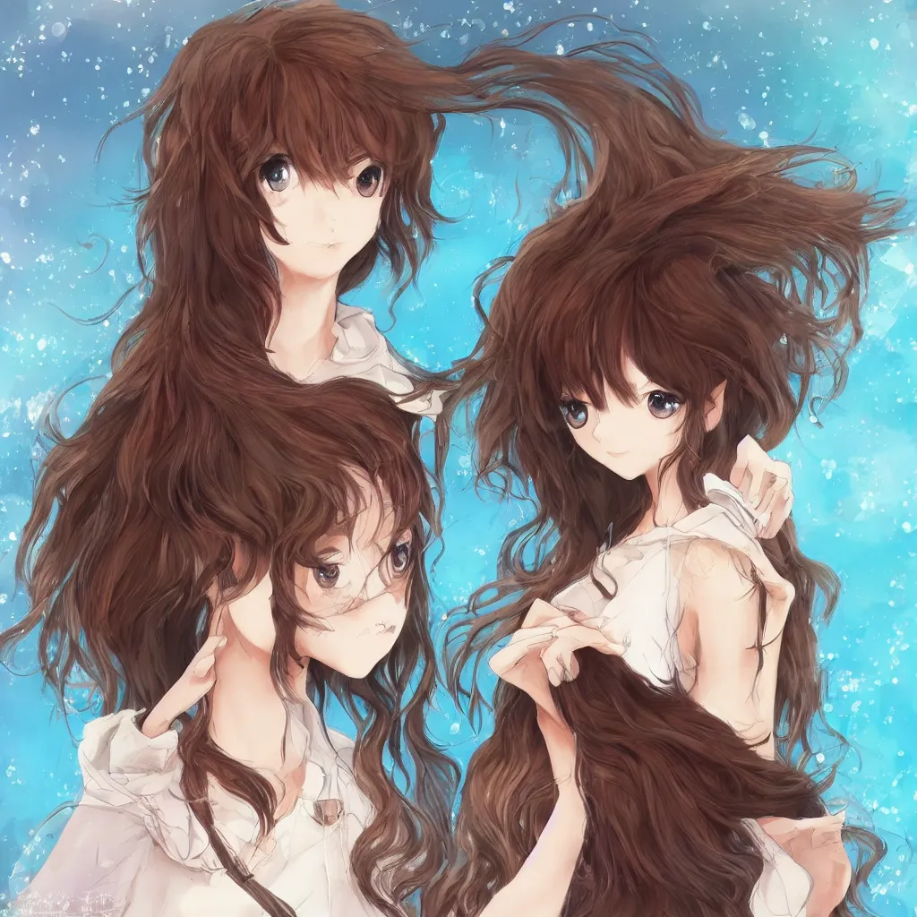 Image similar to natural hair on a bird, art station, anime