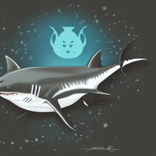 Image similar to award - winning digital art of a cross hybrid between a shark and a cat