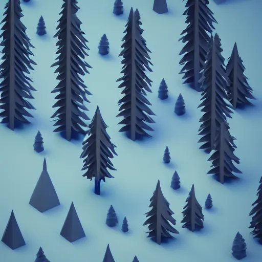 Image similar to isometric minimalistic chubby forest with magical trees, cinema 4 d, 1 0 0 mm, blue color scheme depth of field, octane render, studio lighting