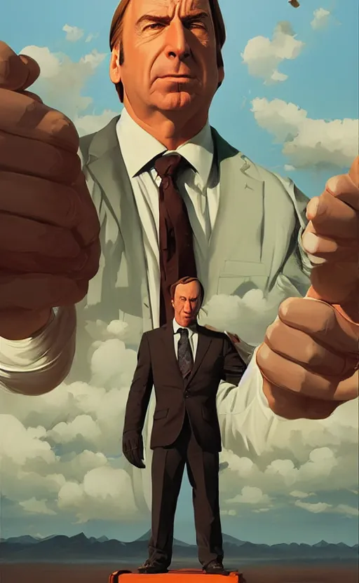 Prompt: saul goodman, poster of better call saul, vintage, matte painting, illustration,, by rhads, by greg rutkowski, by greg tocchini, by james gilleard, by joe fenton