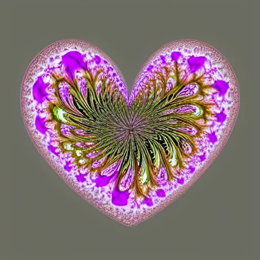 Prompt: fractal art heart with flower