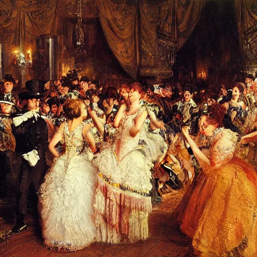 Image similar to a painting of a band show by Adolph Menzel