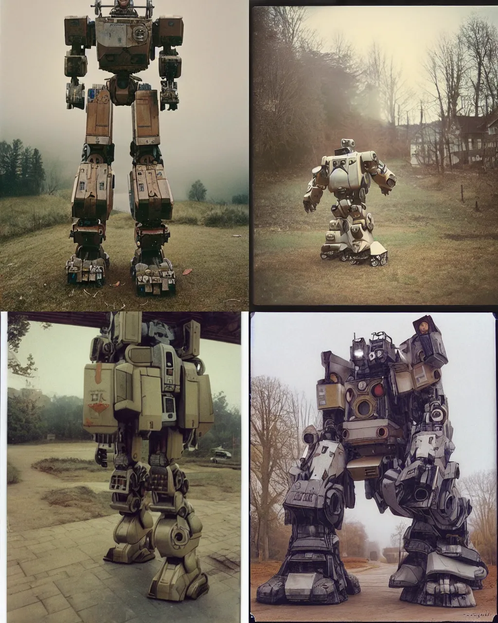 Prompt: giant oversized robot mech baby on a village, Cinematic focus, Polaroid photo, vintage, neutral colors, soft lights, foggy, by Steve Hanks, by Serov Valentin, by lisa yuskavage, by Andrei Tarkovsky