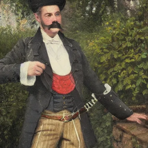 Prompt: ed cooke as a 1 8 7 0 s duke in a castle garden, romantic painting, detailed