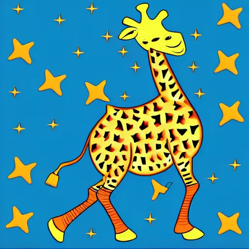 Prompt: A serious-looking giraffe wearing a space-suit, the background is inspired by two colliding galaxies, e-sports logo vector