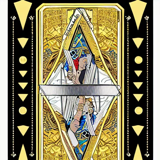 Image similar to ace of swords gold inlay diamonds tarot detailed illlustration 8 k