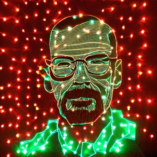 Image similar to walter white made out of christmas lights