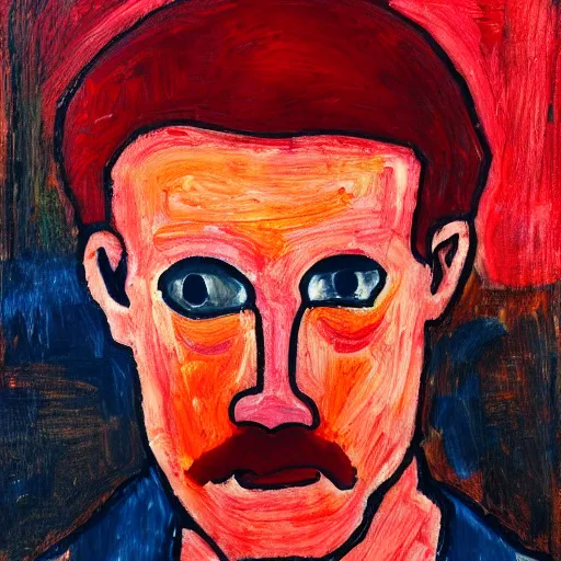 Image similar to a red headed man, expressionist, art, portrait,