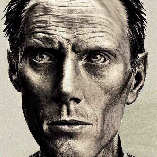 Image similar to data visualization expressionistic detailed portrait of paul bettany at elderly age of 1 0 5