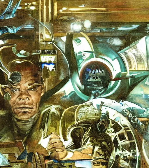 Prompt: a cyberpunk mike tyson, 1 9 7 9 omni magazine cover, style by vincent di fate, artgerm, very coherent, detailed, 4 k resolution, dark, unreal engine, daz