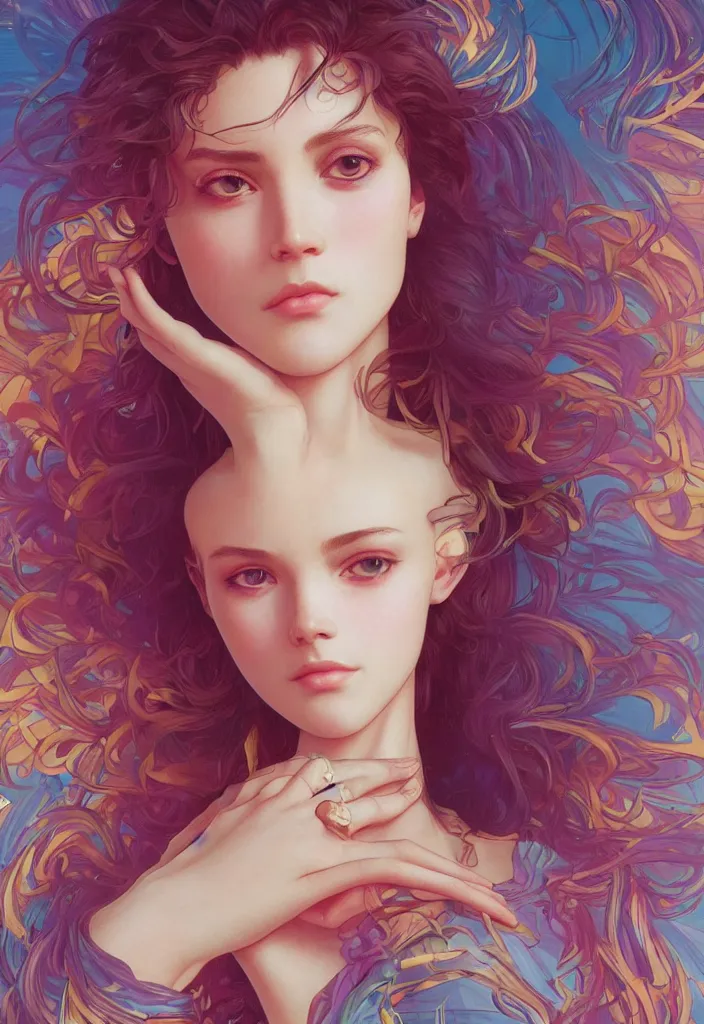 Prompt: beautiful, young woman, detailed gorgeous face, vaporwave aesthetic, synthwave, colorful, psychedelic, broken beaten, sadness, crying, artstation, concept art, smooth, extremely sharp detail, finely tuned detail, ultra high definition, 8 k, unreal engine 5, ultra sharp focus, illustration, art by artgerm and greg rutkowski and alphonse mucha