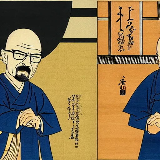 Prompt: walter white and jesse pinkman ukiyo - e