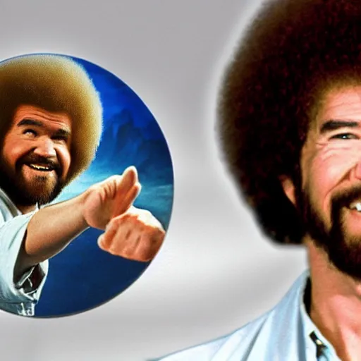 Image similar to bob ross was kung fu fighting, as fast as lightening, and screaming