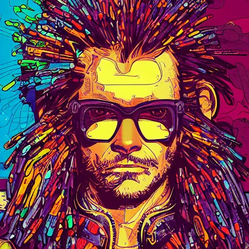 Image similar to cyberpunk lion implants cyborg portrait illustration, pop art, splash painting, art by geof darrow, ashley wood, alphonse mucha, makoto shinkai