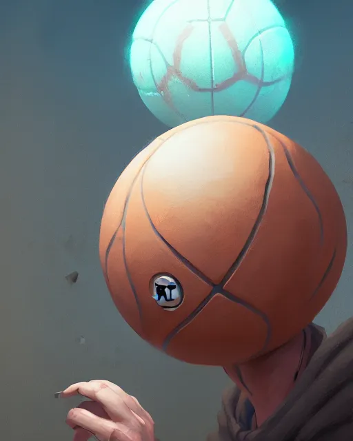 Image similar to highly detailed vfx portrait of a character of a basketball ball monster stephen bliss, chalk, unrealengine, greg rutkowski, loish, rhads, beeple, makoto shinkai and lois van baarle, ilya kuvshinov, rossdraws, tom bagshaw,