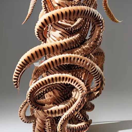 Image similar to cardboard cutout of tentacles, cut out of corrugated cardboard, realistic, cardboard cutout, flat, hyperrealistic photography