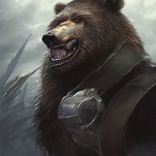 Image similar to dashing charming grinning charismatic bear beast-man rogue, wearing captain's tricorne hat, naval background, amazing, lifelike award winning pencil illustration trending on art station artgerm Greg rutkowski cinematic