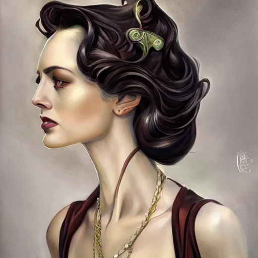 Image similar to an art nouveau, ( streamline moderne ), multi - ethnic and multi - racial portrait in the style of charlie bowater, and donato giancola, and charles dulac. natural look. very large, clear, expressive and intelligent eyes. symmetrical, centered, ultrasharp focus, dramatic lighting, photorealistic digital painting, intricate ultra detailed background.