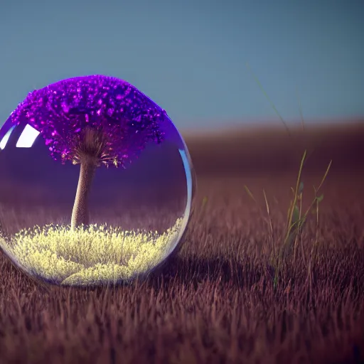 Prompt: cosmos in a glass sphere in mushrooms field, sharp edges. ultra clear detailed. 8 k. elegant, intricate, octane render