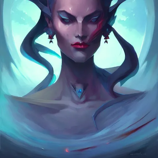 Image similar to a portrait of a beautiful dark villain, art by pete mohrbacher and guweiz and ilya kuvshinov, digital art, highly detailed, intricate, sci - fi, sharp focus, trending on artstation hq, deviantart, unreal engine 5, 4 k uhd image