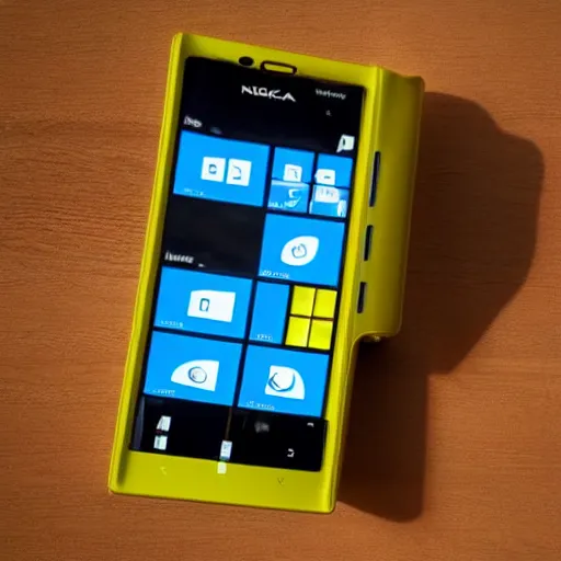 Image similar to a yellow nokia lumia but it's a folding phone