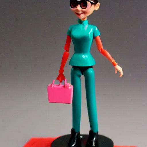 Image similar to audrey hepburn, stop motion vinyl action figure, plastic, toy, butcher billy style