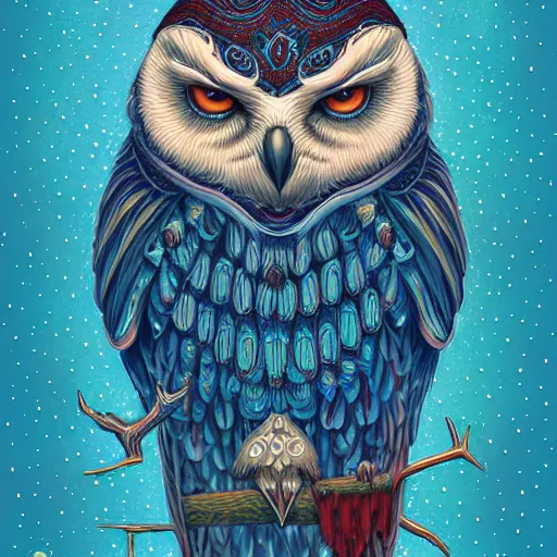 Prompt: Snow Owl By Casey Weldon and Martine Johana, rich colors, intricate, elegant, highly detailed, centered, digital painting, artstation, concept art, smooth, sharp focus, HDR, Coherent, illustration