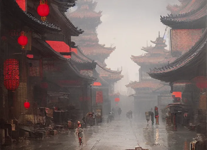 Prompt: modern china city street by jan urschel rutkowsky