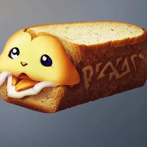 Image similar to portrait of the legendary slice of bread, battle toast, pixar, pokemon, volumetric lighting, dynamic composition, art by sachin teng and sergey kolesov and ruan jia and heng z, fantasy, hyper detailed, ultra realistic, sharp focus, wildlife photography, national geographic, octane render, concept art