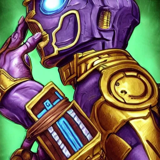 Prompt: Infinity Gauntlet with no stone, war theme gauntlet, fantasy gauntlet of warrior, fiery coloring, hearthstone art style, epic fantasy style art, fantasy epic digital art, epic fantasy card game art