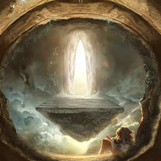 Image similar to Looking though a portal to another world,ultra detailed, digital art, 8k ,character ,realistic, portrait, hyperrealistic