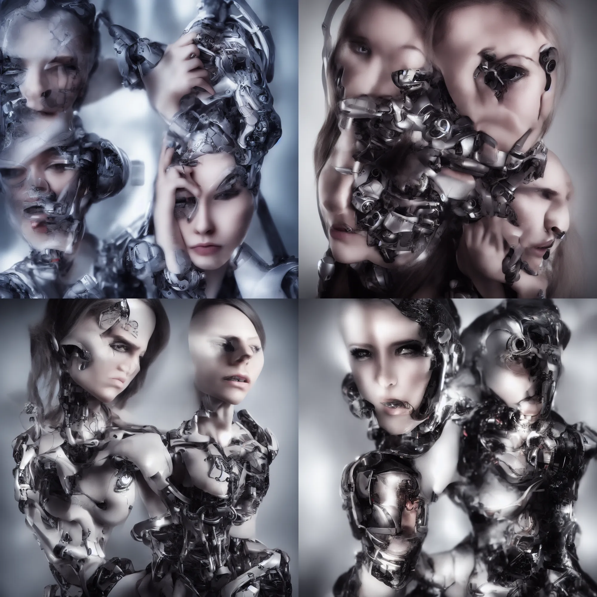 Image similar to portrait photo of a beautiful female cyborg