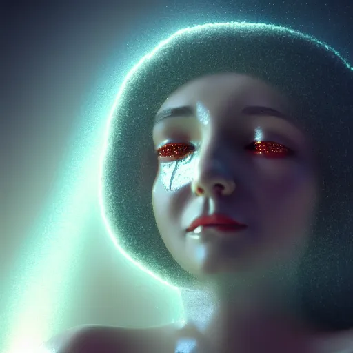 Prompt: Universe's celestial God, is crying in tears and is very sad and sorrow , after creating humans, ,octane render, retro,