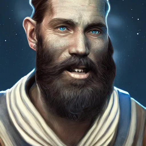 Prompt: Ultrarealistic illustration skinny bearded builder, star wars, sci-fi fantasy,intricate,elegant,highly detailed, digital painting, artstation, concept art