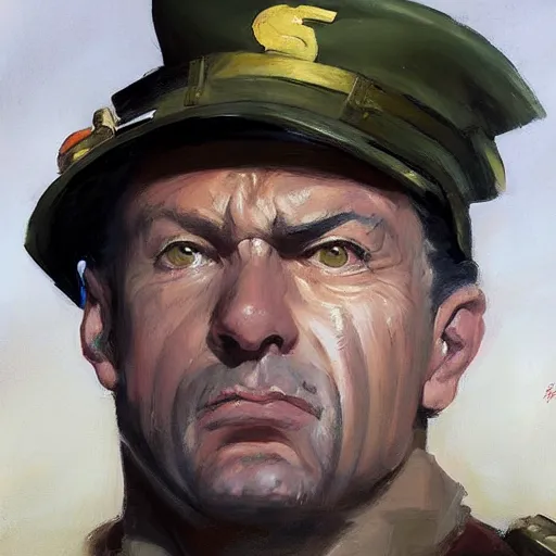 Image similar to greg manchess portrait painting of general morden from metal slug, medium shot, asymmetrical, profile picture, organic painting, sunny day, matte painting, bold shapes, hard edges, street art, trending on artstation, by huang guangjian and gil elvgren and sachin teng