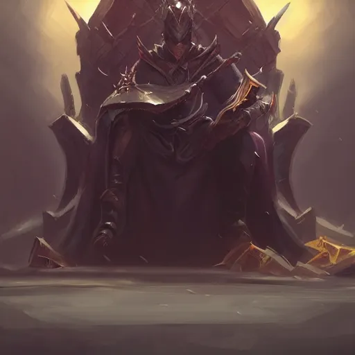 Prompt: concept art of league of legends character, lord from hell on the throne, dark fantasy, greg rutkowski, trending on artstation, symmetric, highly detailed