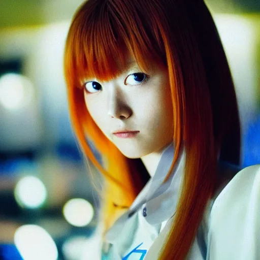 Image similar to Asuka Langley from Neon Genesis Evangelion, live action, beautiful portrait, golden hour