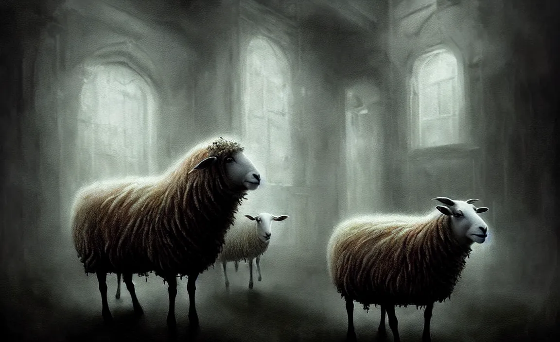 Prompt: epic professional digital art of hungry terror sheep, moody atmospheric lighting, intricate, foreboding, detailed, by leesha hannigan, ayne haag, reyna rochin, ignacio fernandez rios, mark ryden, iris van herpen, artstation, cgsociety, epic, stunning, gorgeous, much wow, cinematic, masterpiece.