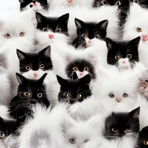 Image similar to a highly detailed photo of a bag full of furry cats, white background, studio lighting, 4 k, 8 k